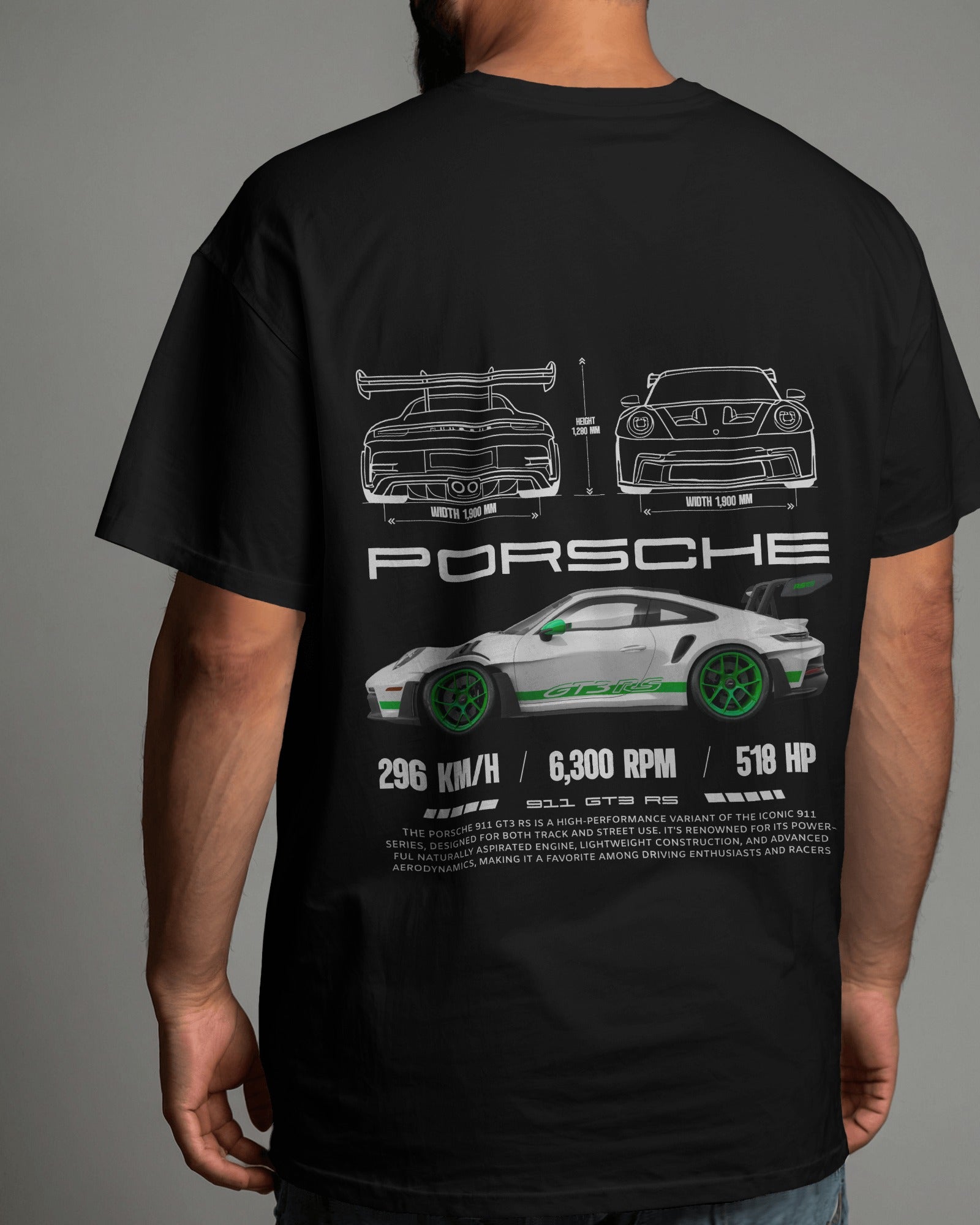 Porsche Supercar Graphic T-Shirt for Car Enthusiasts, Classic Crew T-Shirt