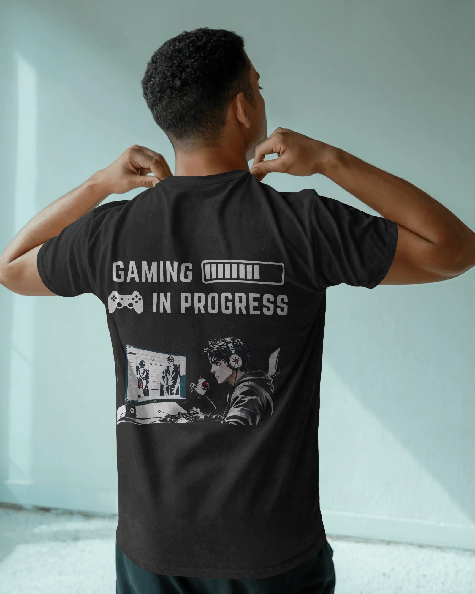 Acid Washed Oversized Tee, Gaming Graphic Pullover for PC & Console Players