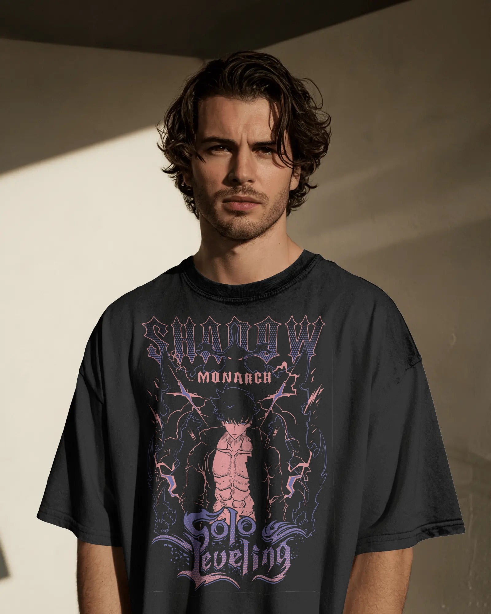 Solo Leveling Unisex Acid Washed Oversized Tee